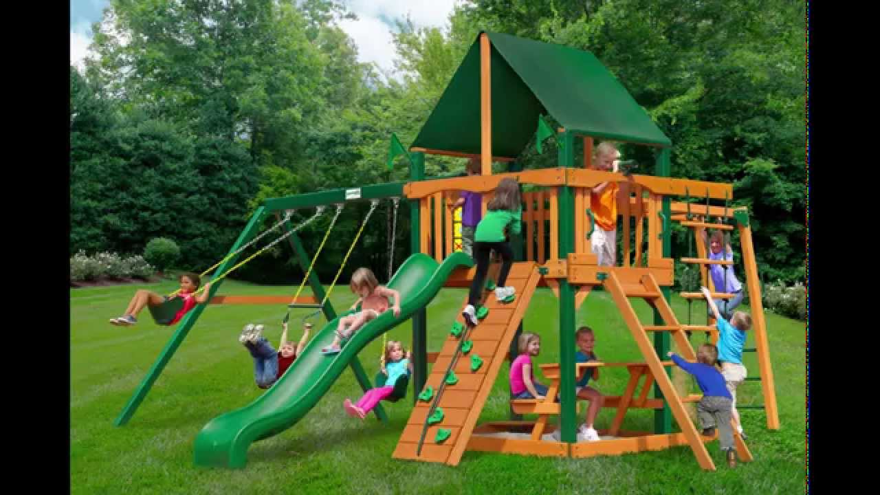 Gorilla Playsets Navigator Swing Set w Timber Shield and Sunbrella Forest Green Canopy