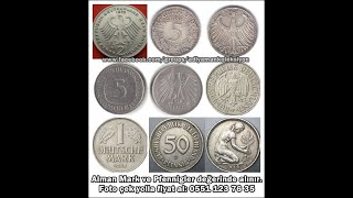 Alman Markları ve Pfennigler Tanıtım (5 mark, 2 mark, 1 mark, 50 Pfennig)