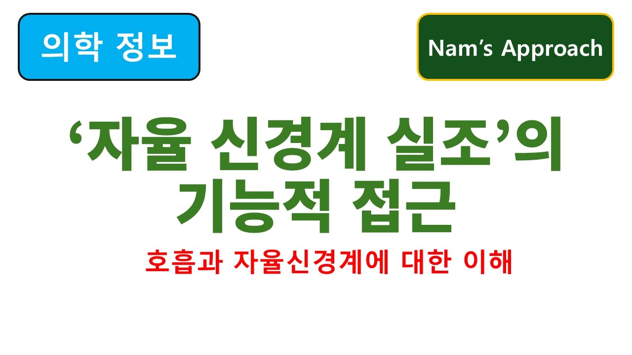 (의학 정보) '자율신경계 실조'의 기능적 접근. 동탄 바로본신경외과 남준록 원장.
