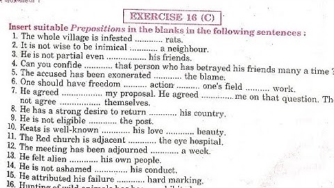 Excercise 16 C Preposition Error from Excellent Book class 12 solved by Ramesh Sir