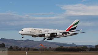 Emirates A380 butter landing arrival at CHC 4 June 2026 (EK412) A6-EOF