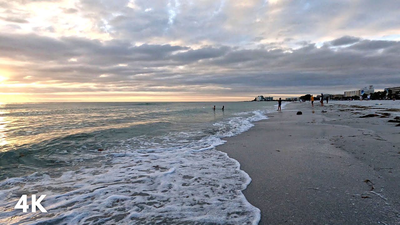St. Pete Beach Sunset Walk, Ocean Waves Sounds for Deep Sleep
