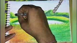 Natural Scenery by Oil Pastel| @indraart4839| Indrajit Acharjya