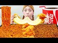 Mukbang giant size cheese ball fried chicken and fire noodles by hiu 