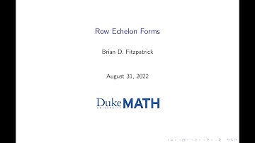Row Echelon Forms