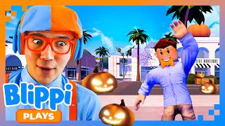 Blippi Plays Pumpkin Avenue Roblox! 🎃 BEST OF BLIPPI PLAYS ROBLOX! | Gaming Videos for Kids