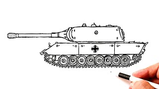 How to draw a Tank E 100 “Tiger Mouse”