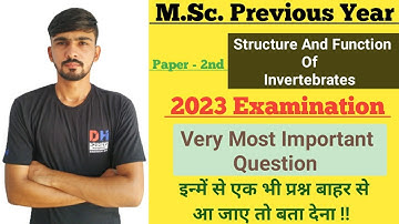 M.Sc. Zoology Previous Year Important Question 2023 | Str. & Fun. Of Invertebrates || Dadhich Sir
