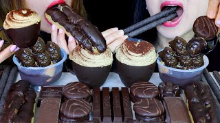 ASMR CHOCOLATE MOUSSE CAKE CUPS, PROFITEROLES, GIANT CHOCOLATE ECLAIR, OREO CAKE, CHOCOLATE SPOON 먹방