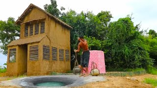 179 Days Build Mud House With Twin Aquarium For 20000 Small Catfish And Searching Underground Water
