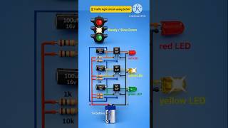 DIY traffic Light Using BC547 Transistors 🚦 | No Arduino #Shorts