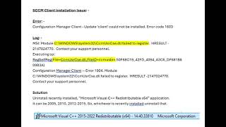 SCCM Client Installation Issue - MSI: Module CcmUsrCse.dll failed to register.