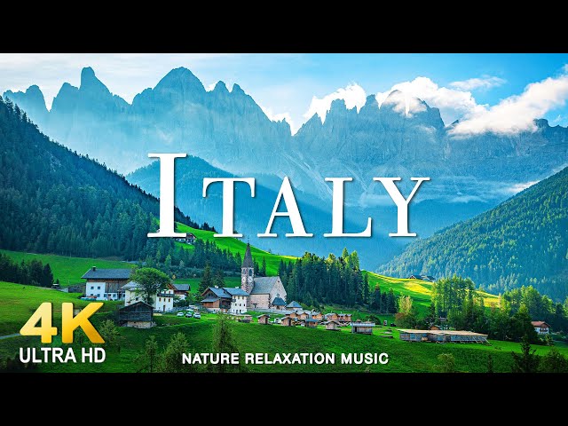 FLYING OVER ITALY (4K UHD) Amazing Beautiful Nature Scenery with Relaxing Music | 4K VIDEO ULTRA HD class=