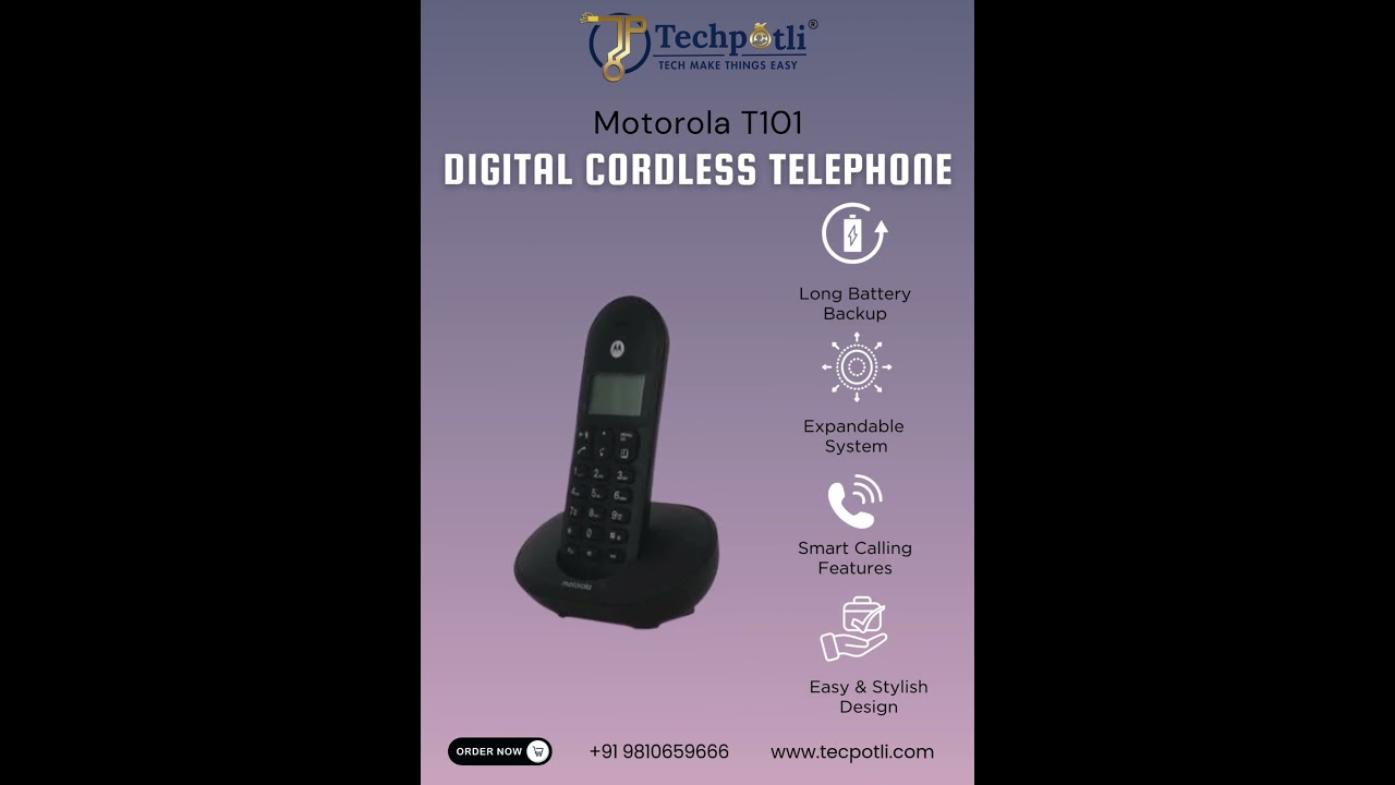 Motorola T101i Digital Cordless Telephone | Best Cordless Phone for Home & Office | TechPotli