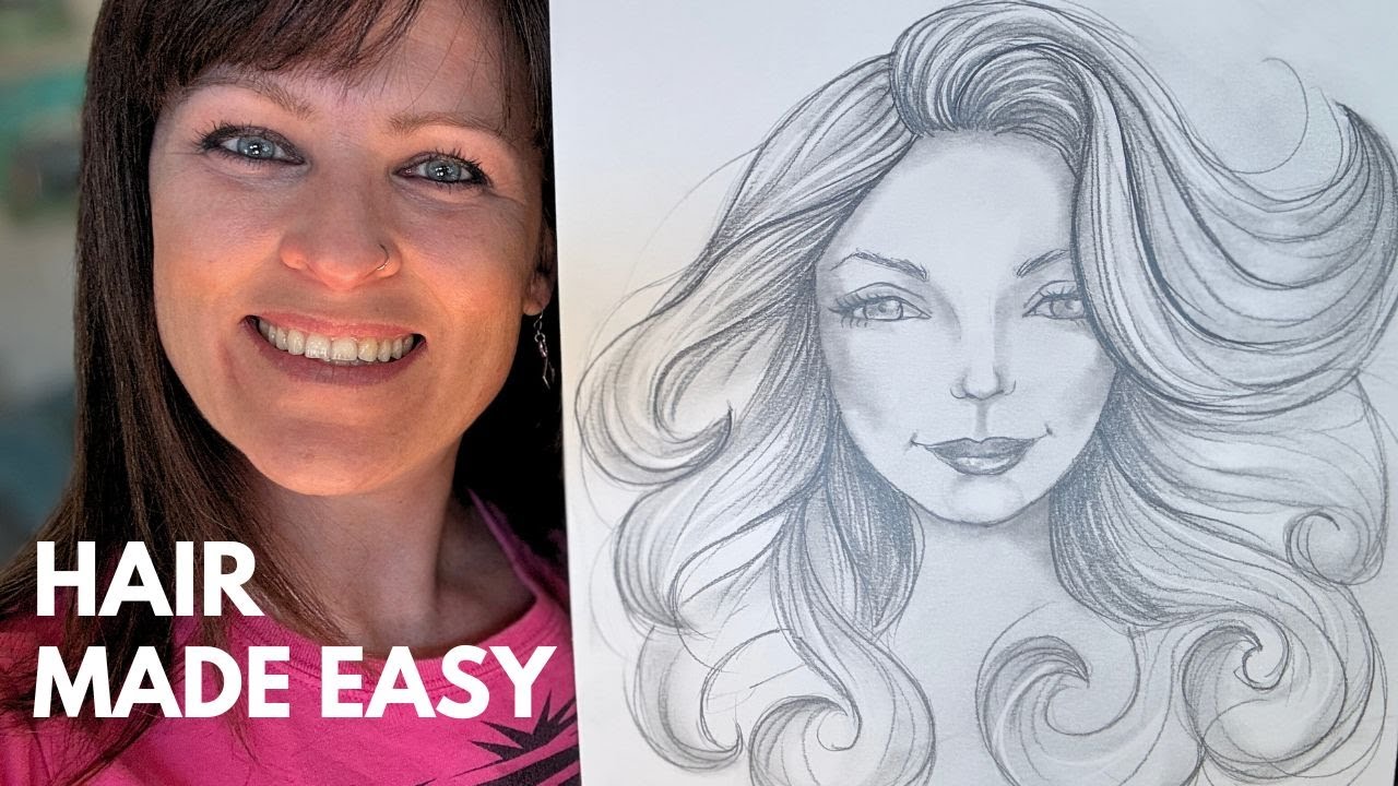 Как нарисовать волосы, не прорисовывая каждую прядь | Еженедельный скетч №2