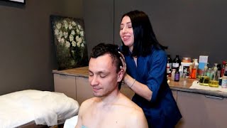 "Your hair make good sound" | ASMR Head and neck massage by Ekaterina