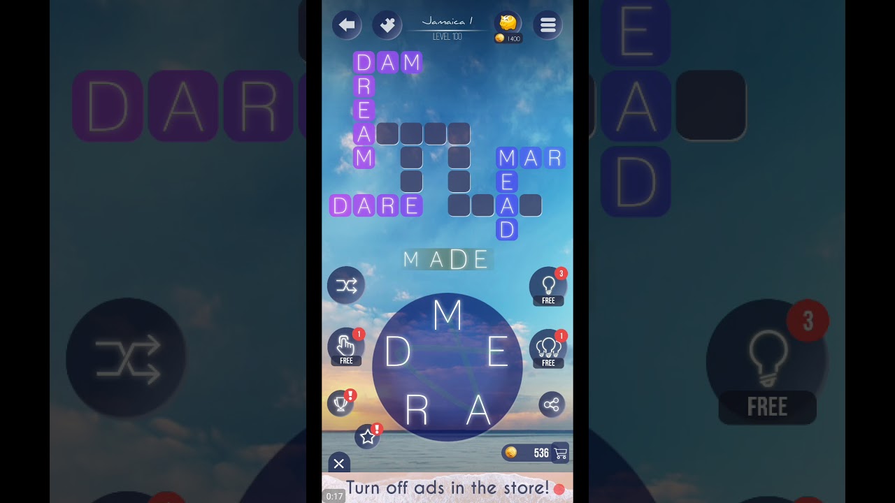 WORD BEACH LEVEL 100 ANSWERS