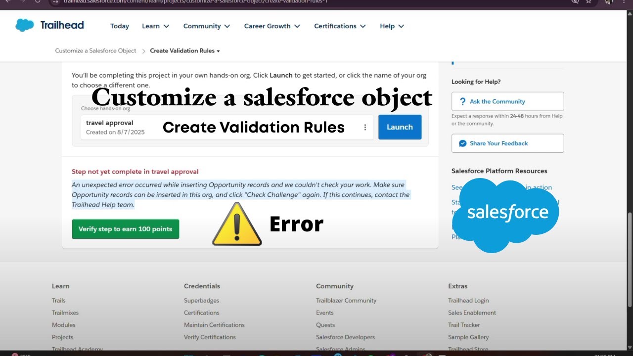 Salesforce Rabbit Error 💥Error Fixed | Create Validation Rules | Customize a Salesforce Object ...