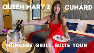 CUNARD QUEEN MARY 2 PRINCESS GRILL SUITE #10066 CABIN TOUR & INSIDE LOOK
