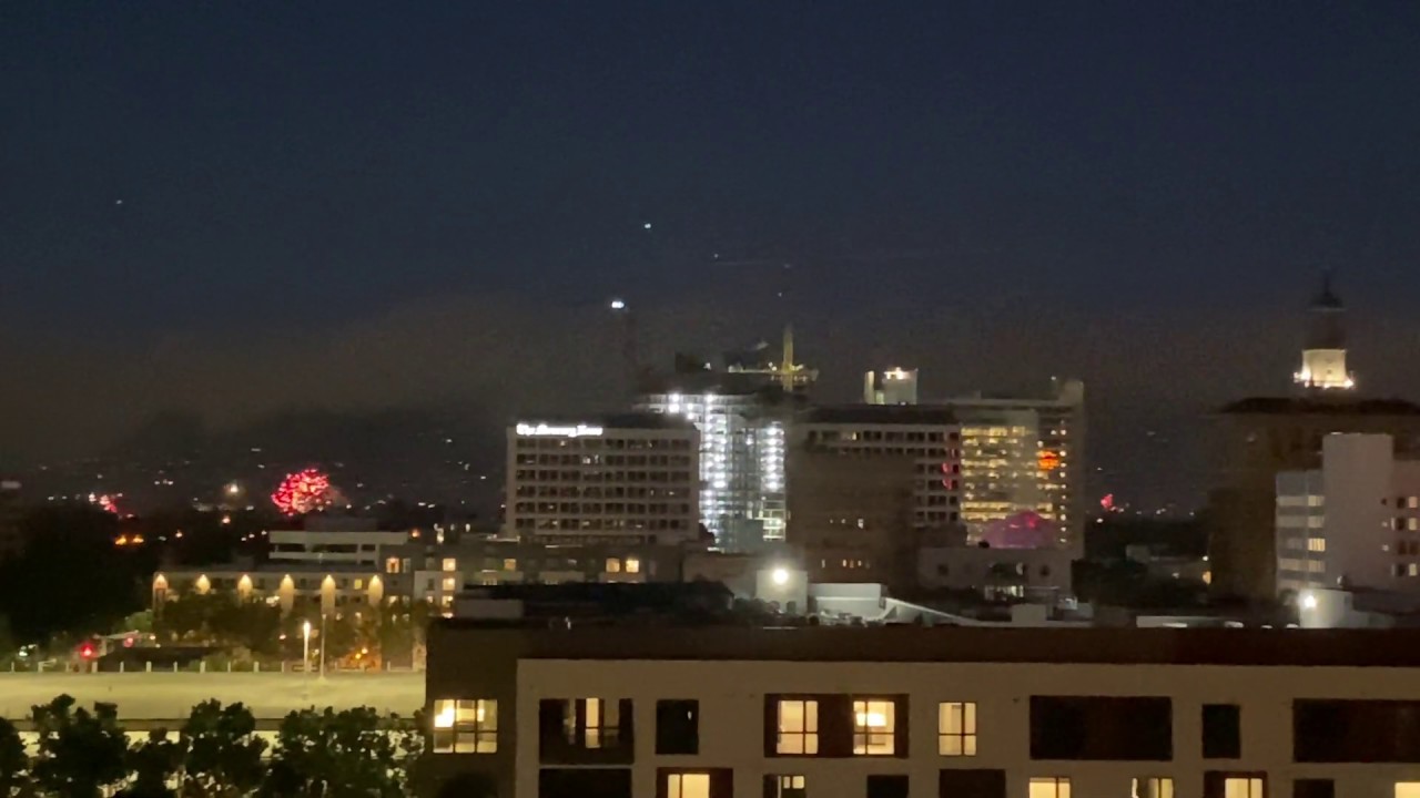 Downtown San Jose Lightsup with Fireworks on July 4, 2020 San Jose
