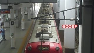 名鉄　6006Fの号車ごとにクーラータイプが異なる屋根上機器を上から撮影！　6000系6006F普通中部国際空港ゆき　太田川発車　この日の太田川駅撮影5　名鉄シリーズ1312回