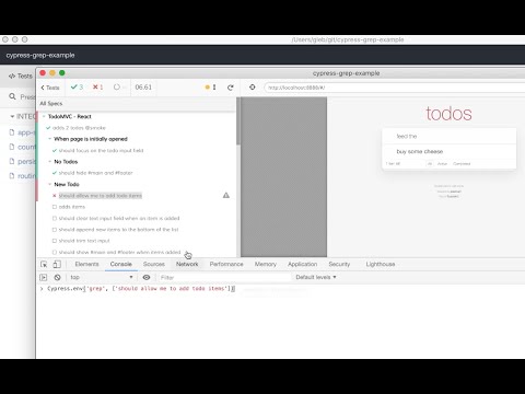 cypress-grep: filter tests dynamically from DevTools console