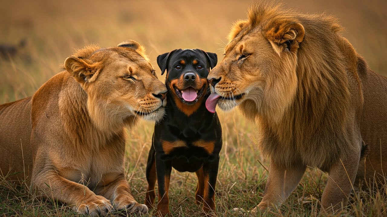 UNA ROTTWEILER CRIÓ A DOS CACHORROS DE LEÓN... ¡Y SU REENCUENTRO AÑOS DESPUÉS DEJÓ A TODOS EN SHOCK!