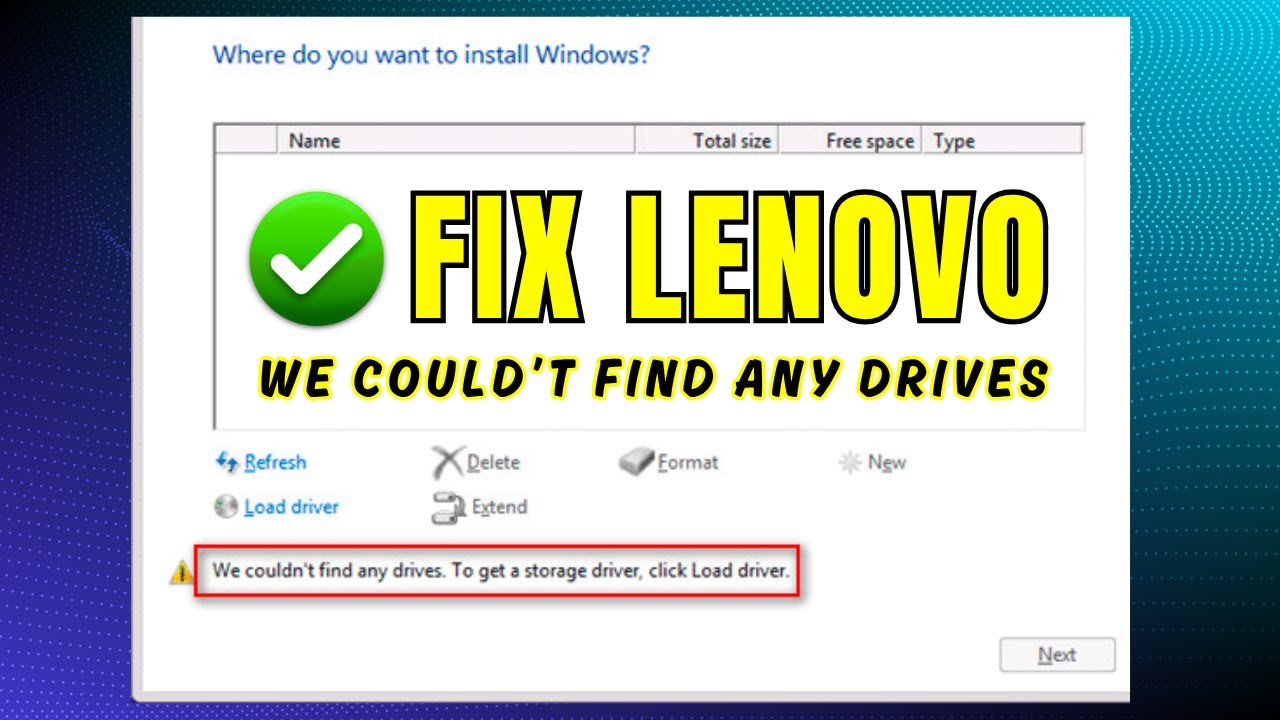 (LENOVO) Исправление проблемы «Диски не обнаружены во время установки Windows»