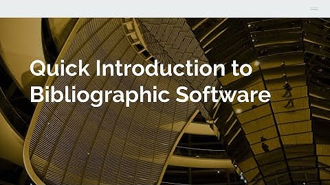 Quick Introduction to Bibliographic Software: JabRef