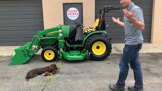 2016 John Deere 2032R Tractor, H130 Front End Loader, 62D Drive Over Mower Deck, & 54 Snowblower