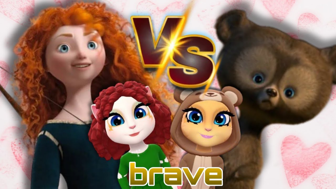 Merida Brave Talking MY TALKING ANGELA 2 💗| BRAVE CARTOON | MERIDA 👑 | HER BEAR 🐻 - YouTube