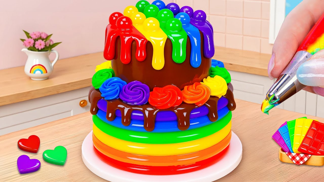 Adorable Rainbow Chocolate Cake DIY 🍫 Rainbow Cake Decorating Ideas 🍉 Creative Cakes Corner