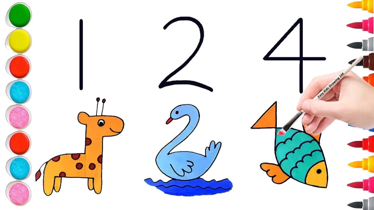 How To Draw a Animals From Numbers 1,2,3 Step by Step For Kids !!
