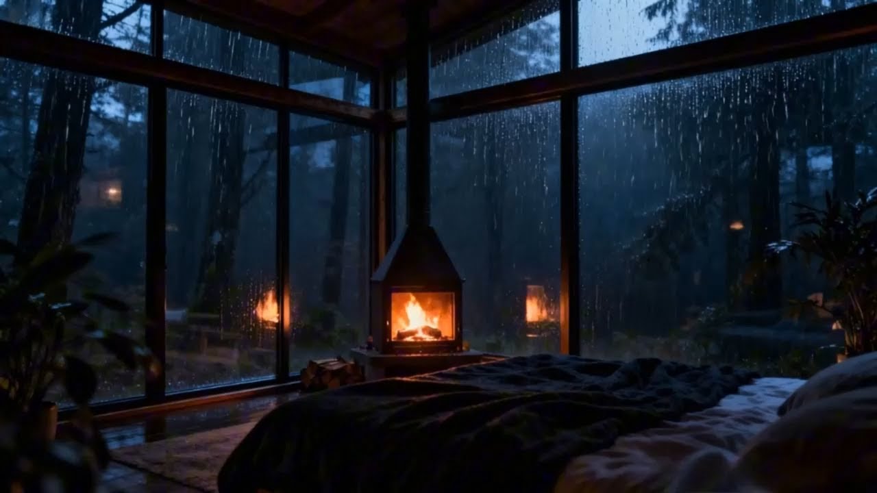 Epic Thunderstorm & Rain Sounds for Deep Sleep ⛈️ Cozy Cabin Fireplace Ambience 🔥 Insomnia Relief