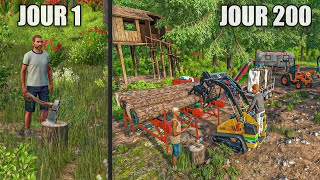 J'ai Passé 200 JOURS dans une Forêt Abandonnée avec 0€ et une Hache sur Farming Simulator 25