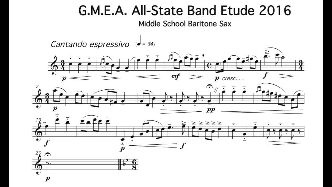 2016 GMEA Middle School Baritone Saxophone Etude 1 AllState YouTube