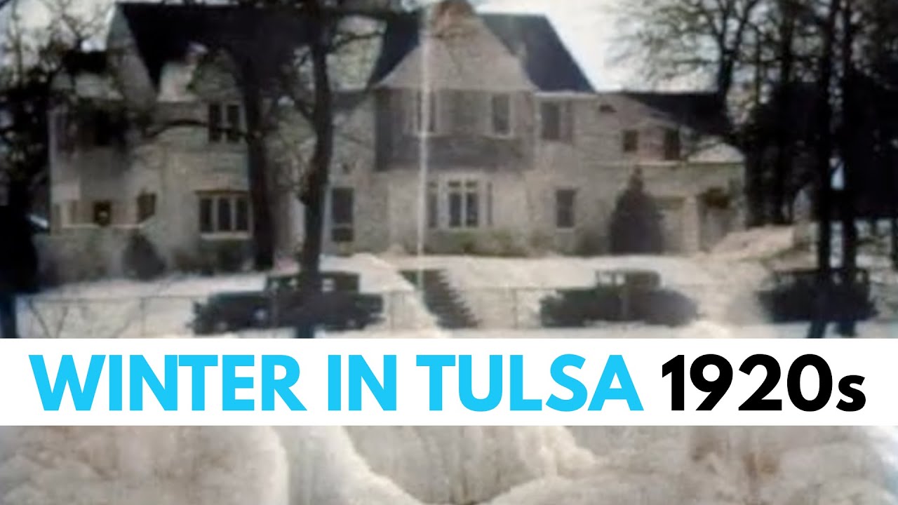 AMAZING Frozen Swan Lake Tulsa OK Winter 1928 Colorized 16mm historic