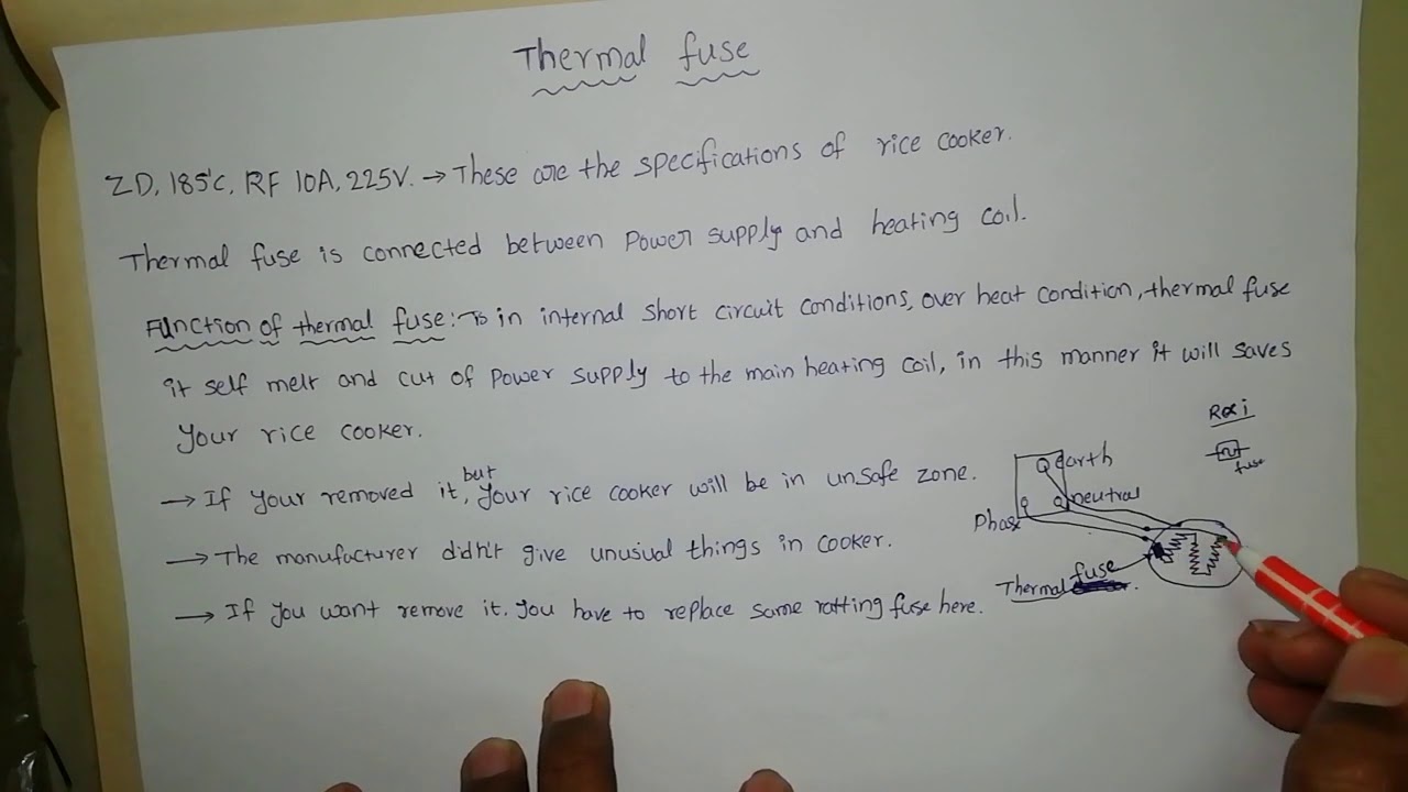 Function of thermal fuse in rice cooker. Purpose of thermal fuse in