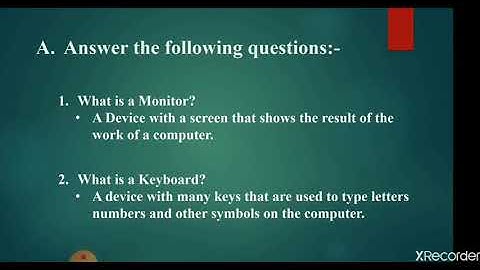 Class 1, Computer, Chapter 3, Parts of Computer, Exercise Part 1