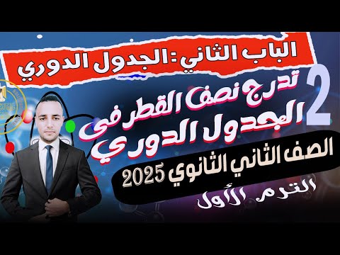 الباب الثاني الجدول الدوري الحديث تدرج نصف القطر فى الجدول الدورى الصف الثاني الثانوي ترم أول 2025