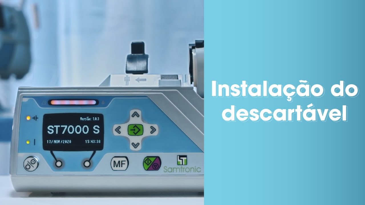 Aprenda como utilizar a bomba de infusão de seringa ST7000 - Samtronic |  Instalação do descartável