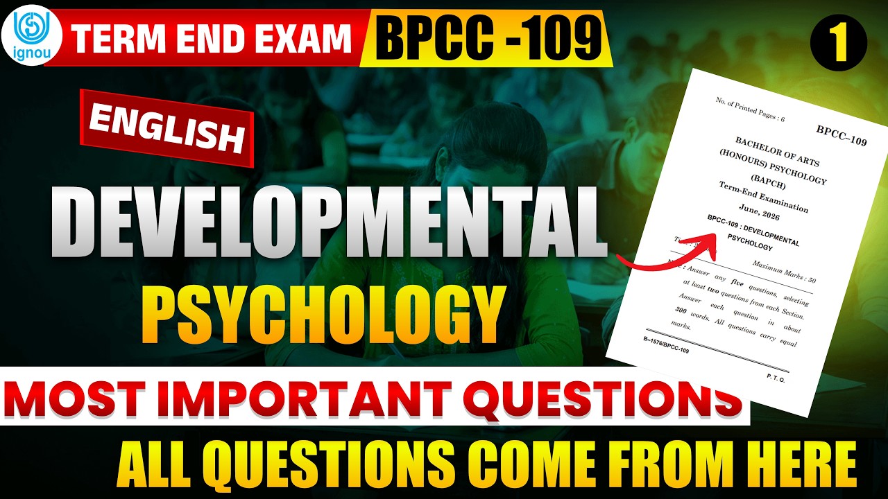 BPCC 109 Important Questions June 2026 Exam | IGNOU BPCC 109 Question Paper June 2026