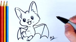 (fast-version) How to Draw Bat - Step by Step Tutorial For Kids