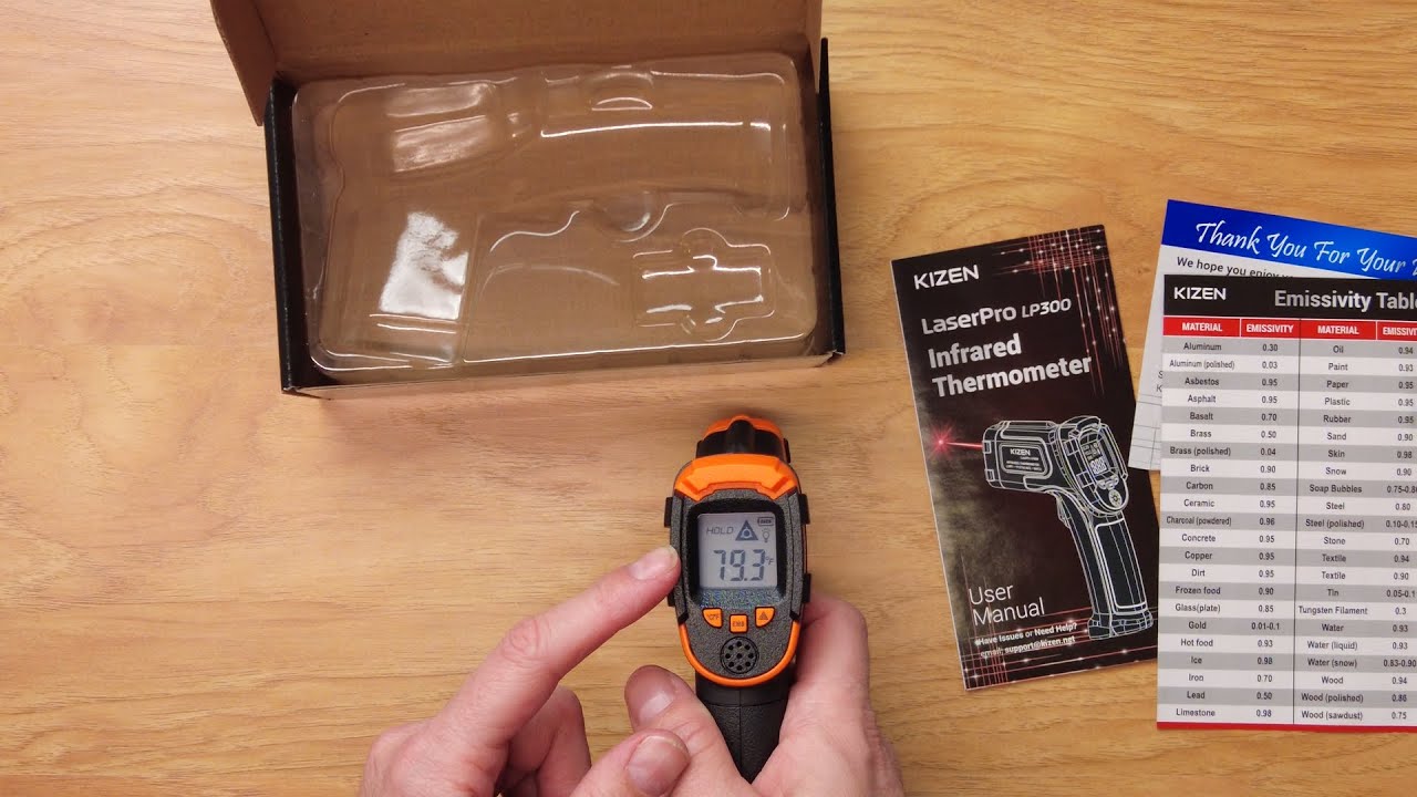 Kizen Infrared Thermometer Gun (LaserPro LP300) - Handheld Heat Temperature Gun for Cooking Pizza Oven Grill & Engine - Laser Surface Temp Reader