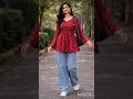 Stylish Red Top & Wide Jeans Outfit ❤️✨ | Casual Street Look#kaira Fashion Hub