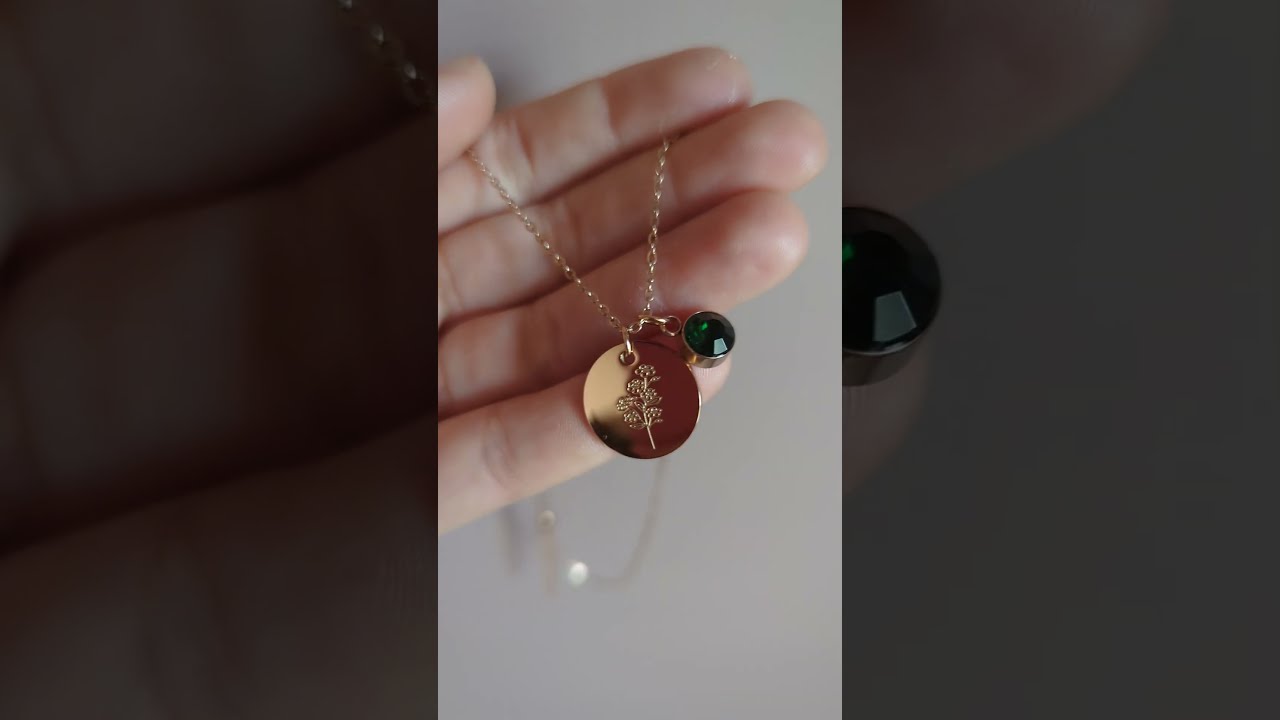 Birth Flower & Birthstone Necklace in Rose Gold
