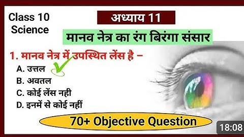 मानव नेत्र का रंग बिरंगा संसार MCQ || Class 10 Science Chapter 11 || Objective Question