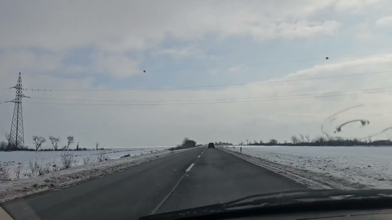 Driving on a winter day in Serbia