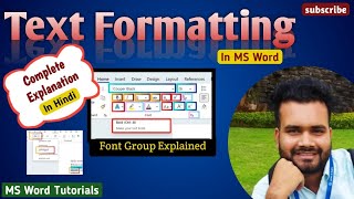 Text Formatting In MS Word | MS Word font group all command explained | MS word tutorial in Hindi