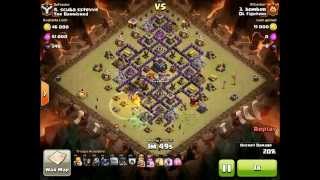 3 star clan war attack at Town Hall 9 diamond base with Golem Pekka Wizard Witch - clash of clans